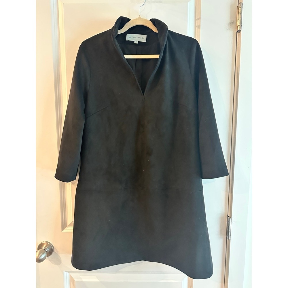 Tuckernuck Black Dress Suede-Like  Stretch Clifton Dress size M Classic Timeless